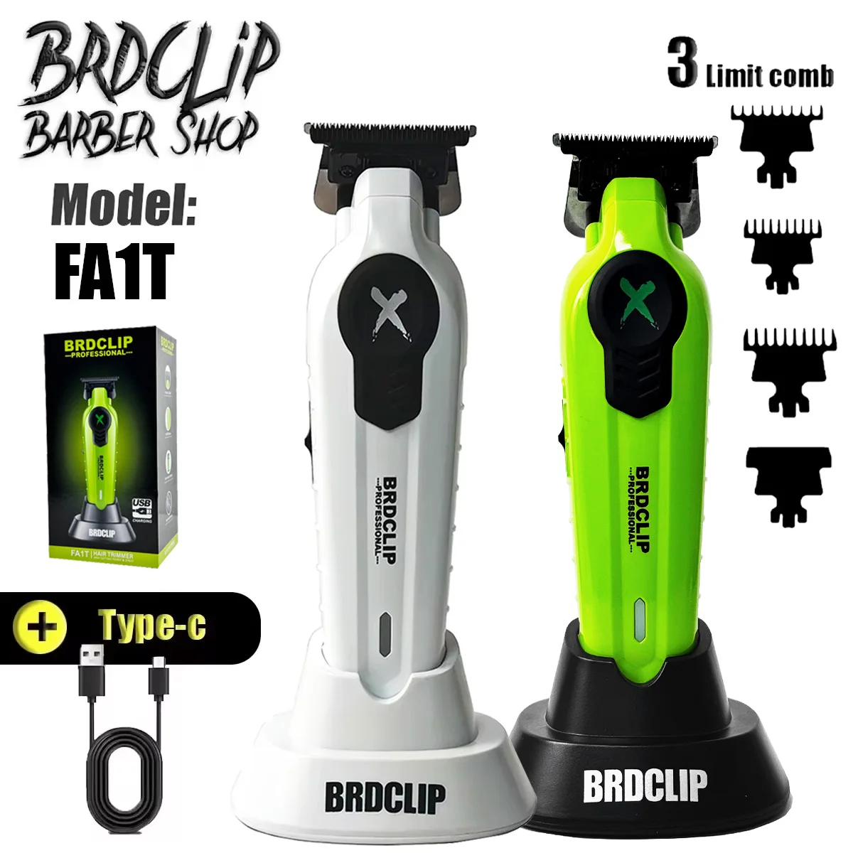 חדש 2026 BRDCLIP FA1T ירוק מקצועי גוזם שיער מספרה גילוף הדרגתי