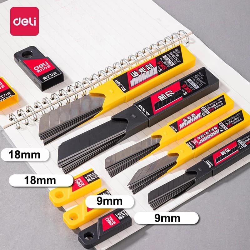 Deli 10pcs/box Knife Blade 9/18mm SK5 Metal Blades for Home School