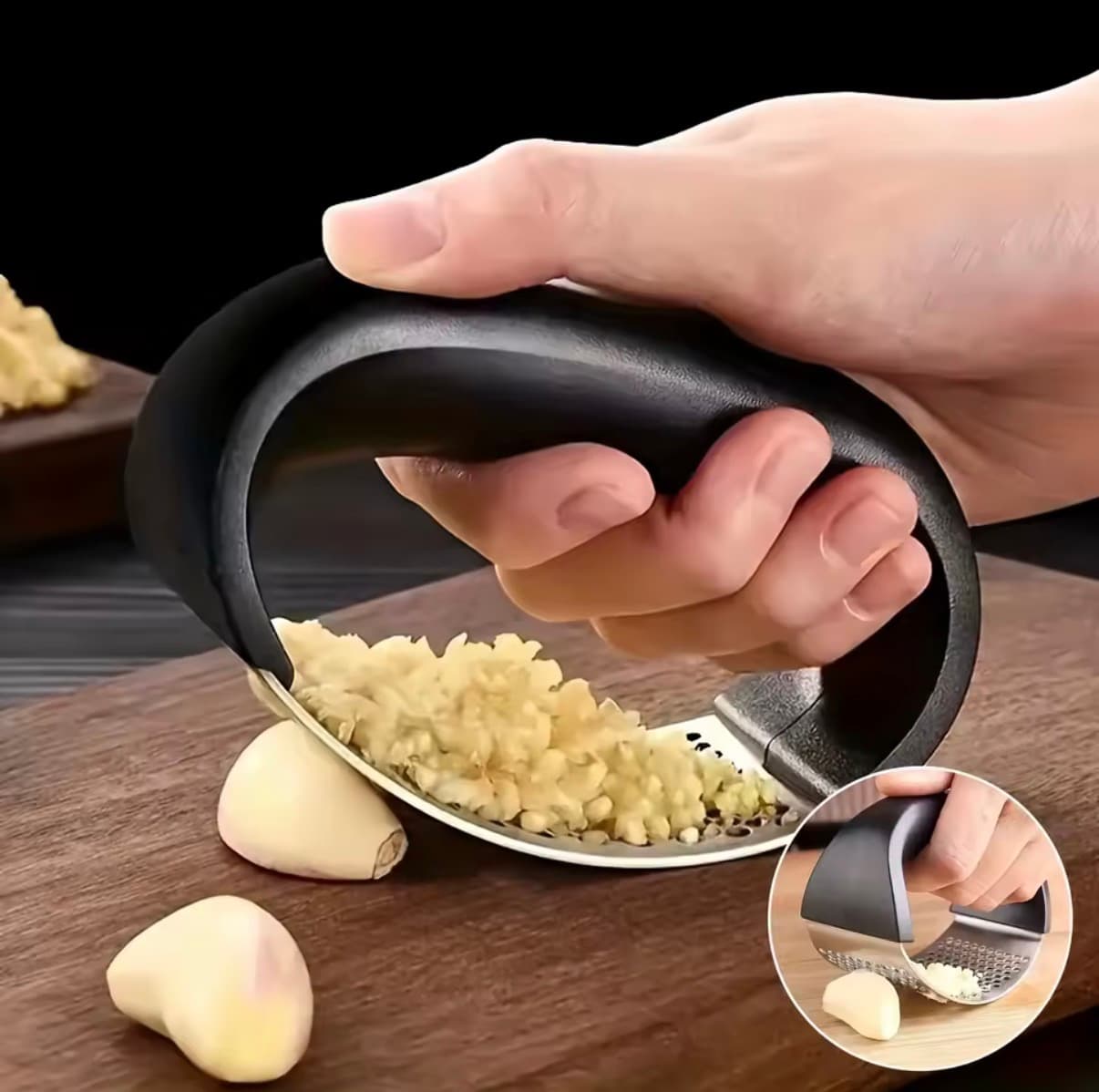 One Piece Garlic Crusher Black Handle, Kitchen Tools, Portable Camping Design, Cocina & Daily Kitchen Supplies