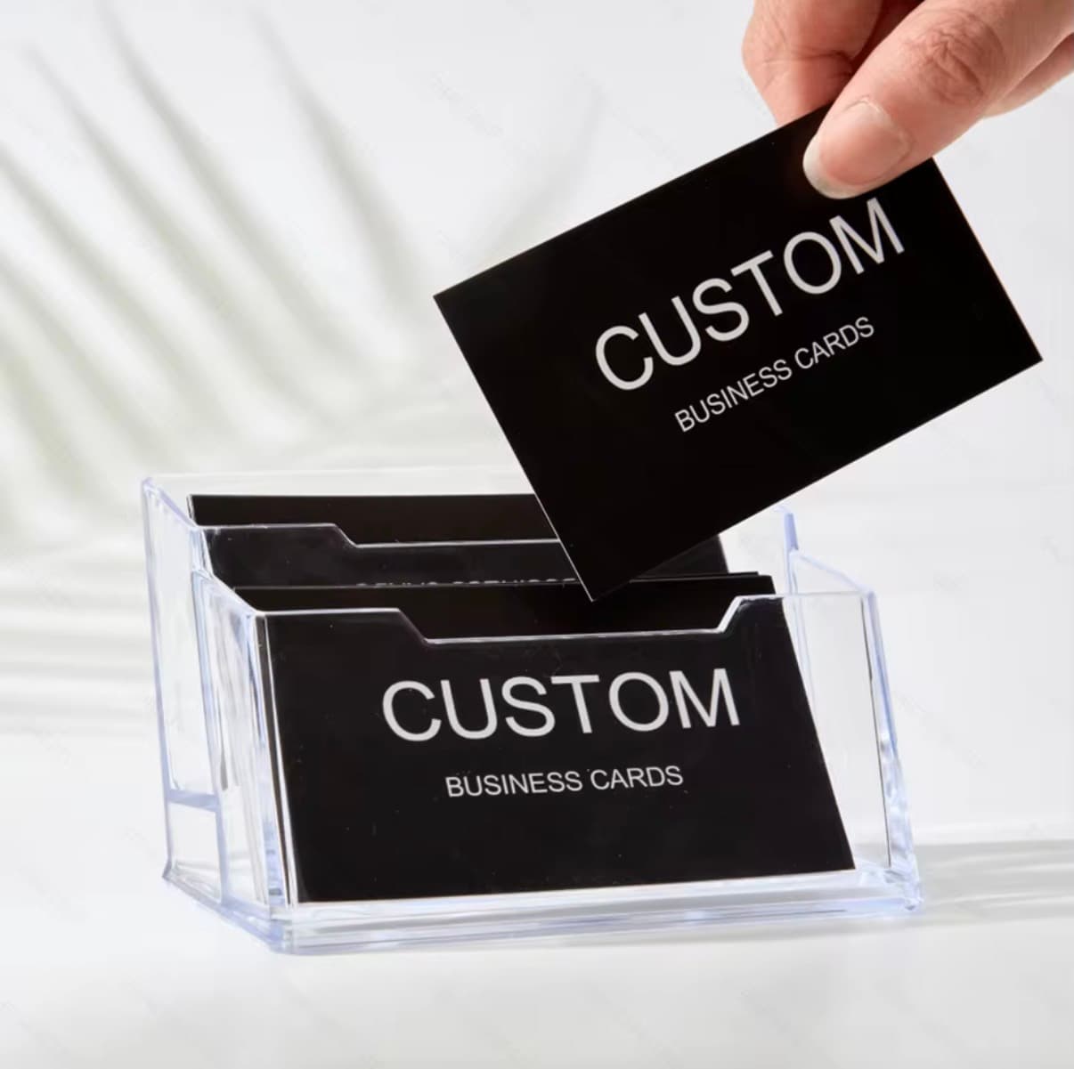200/500/1000pcs Customizable Cards, Personalized Business Cards with Acrylic Storage Box,Matte film Thank You Invitations