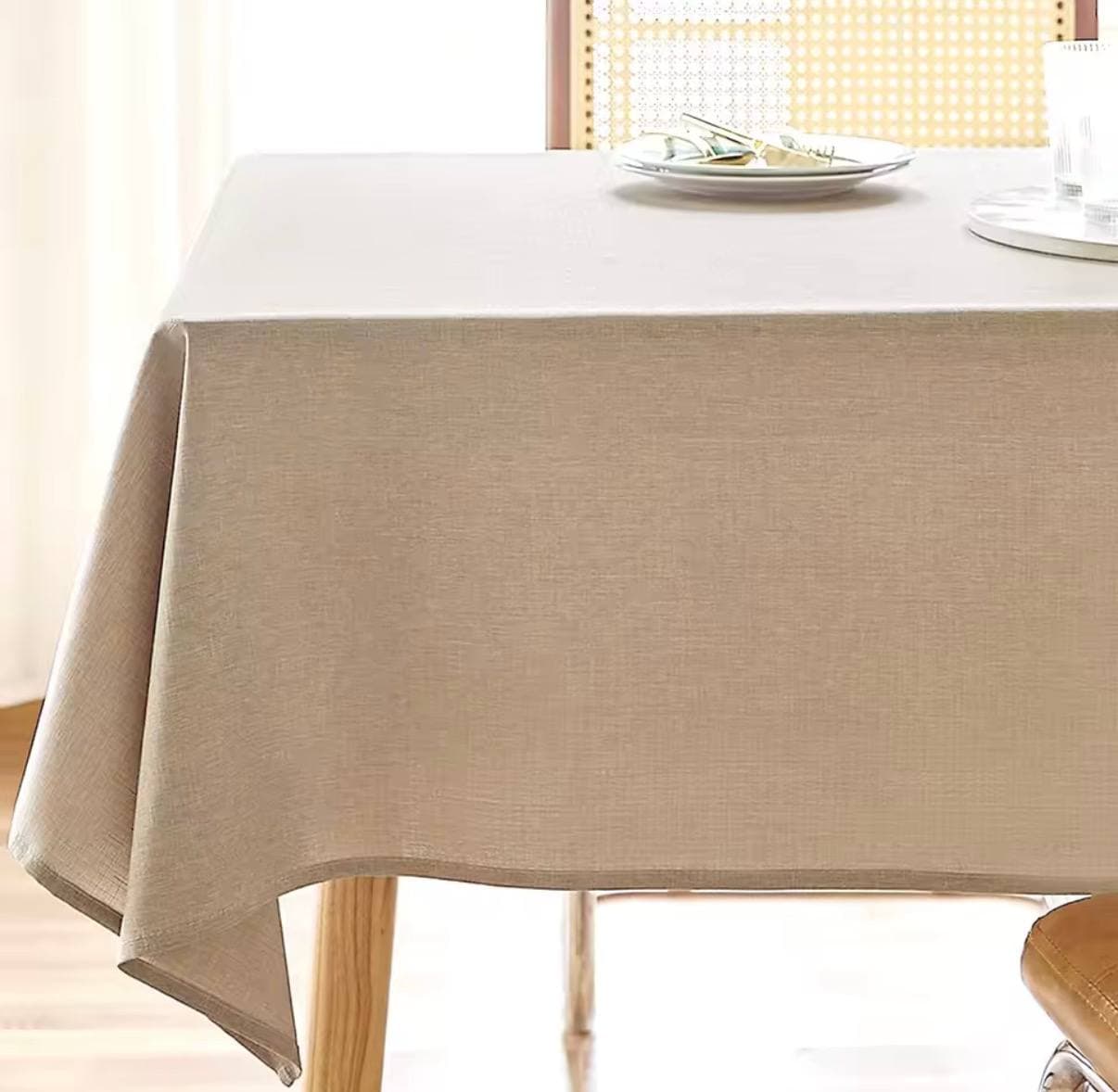 Waterproof, oil-proof, stain-resistant, and wrinkle-resistant linen cotton tablecloth, suitable for weddings, daily use, dining