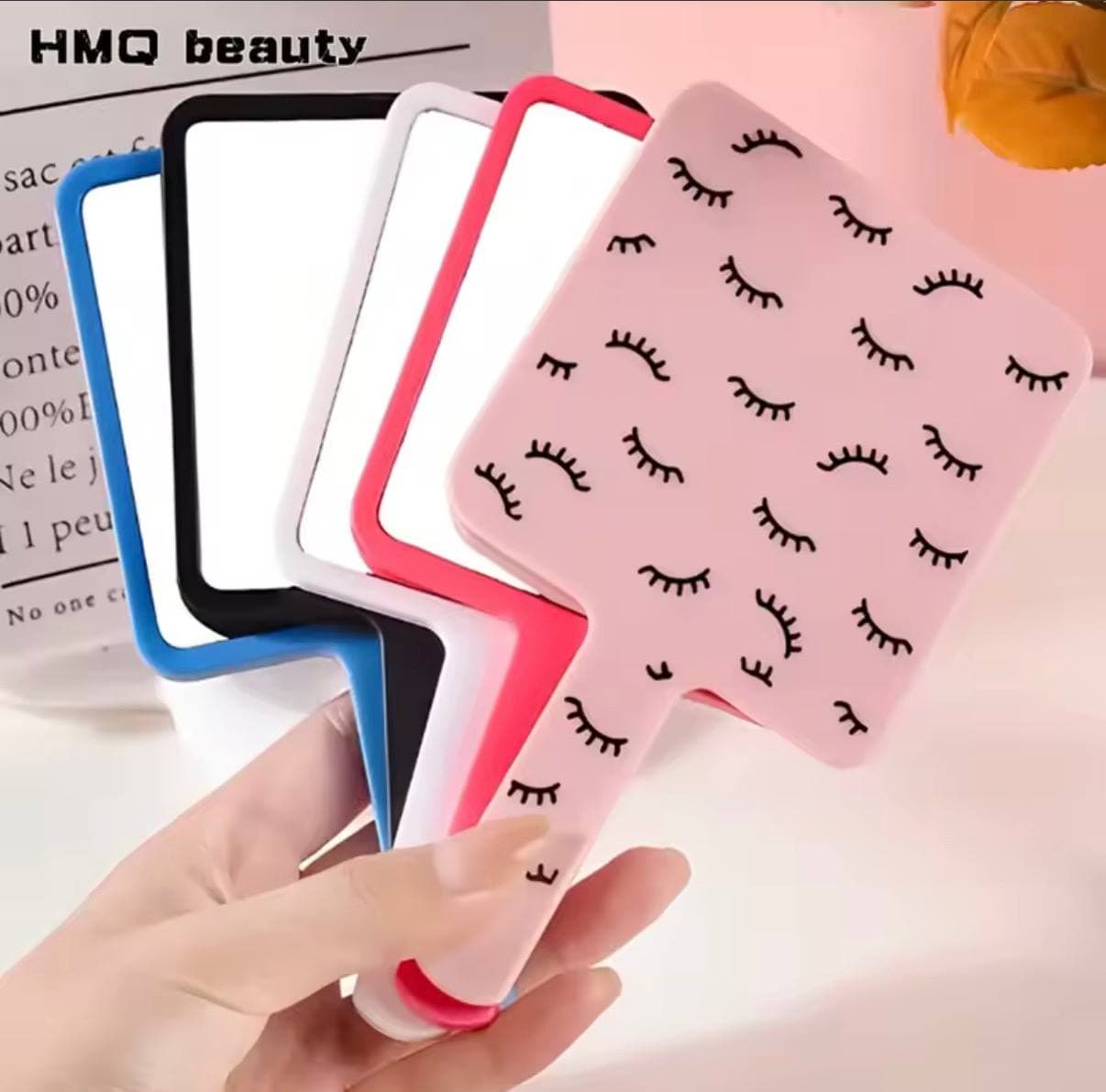 Eyelash Extension Handheld Makeup Mirror Square Vanity Mirror with Plastic Handle Hand High Definition Mirror Beauty Accessories